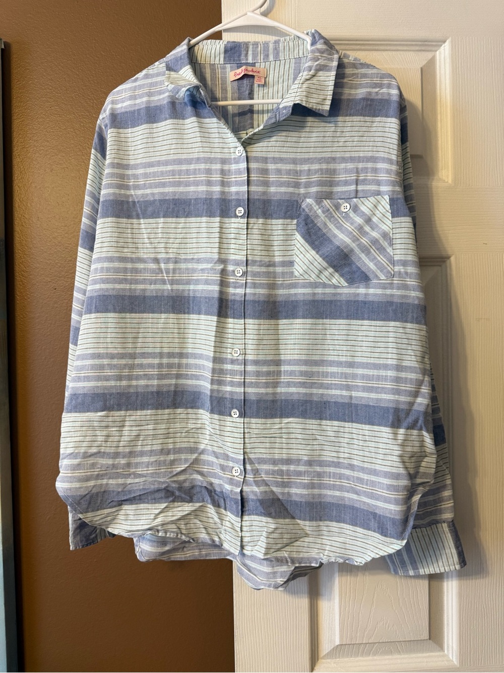 Fresh Produce Striped Long Sleeve Button Down Shirt Size XL